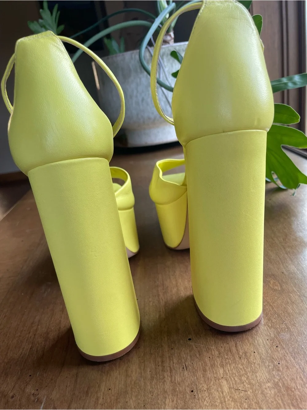 SCHUTZ Lenne Yellow Leather Platform Ankle-Strap Open Toe Heeled Sandals EU 39
